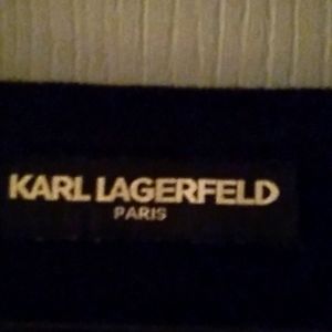 KARL LAGERFELD  BLACK LACE SWEATER.VERY ELEGENT PEARL BUTTONS